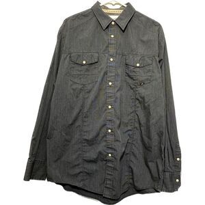 Coastal, men’s large, pearl, snap button, front, long sleeve, straight shirt